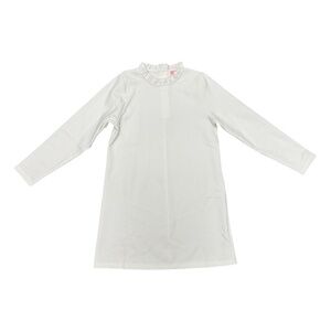 Bisby White Quilted Long Sleeve Ruffle Neck Dress